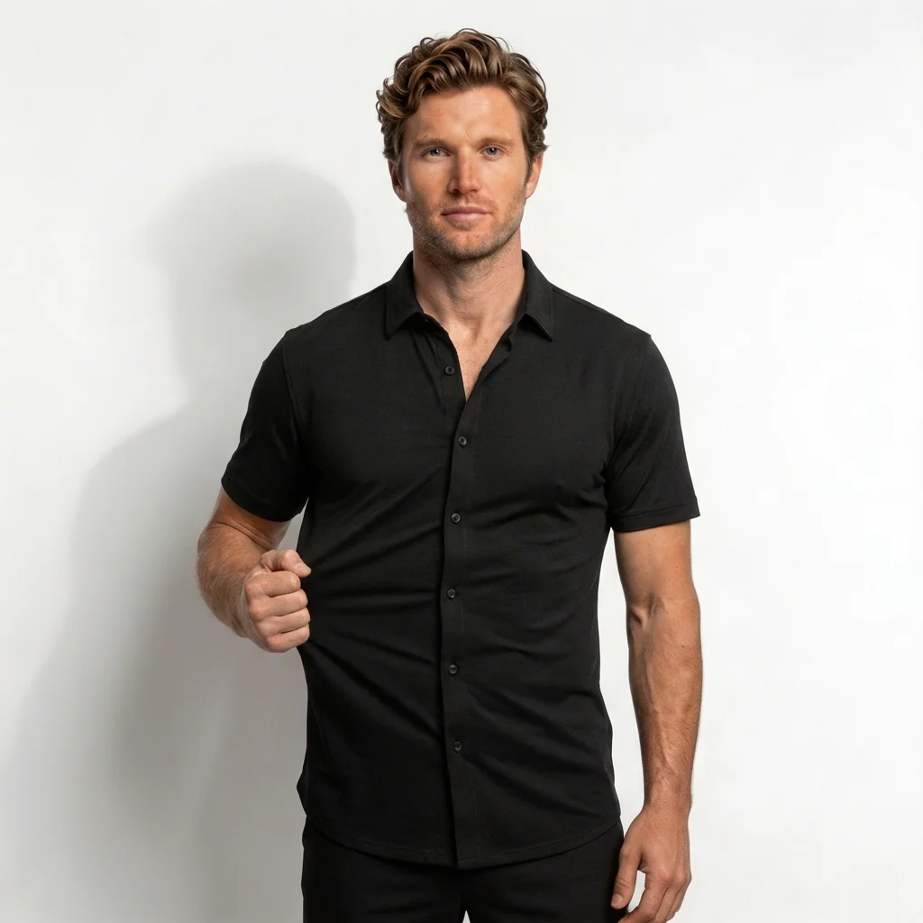 Slim Fit Stretch Short Sleeve Shirt - Image 4