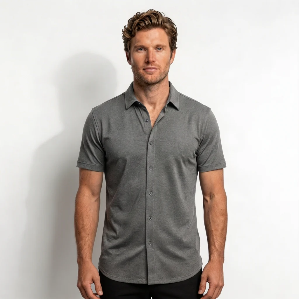 Slim Fit Stretch Short Sleeve Shirt - Image 6
