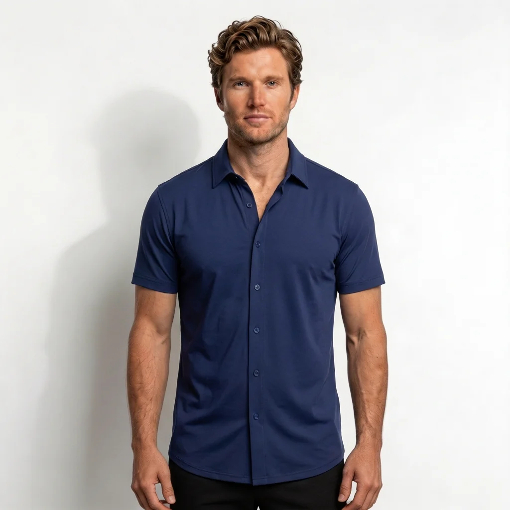 Slim Fit Stretch Short Sleeve Shirt - Image 7